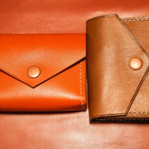 Plant tanned leather handmade custom card bag